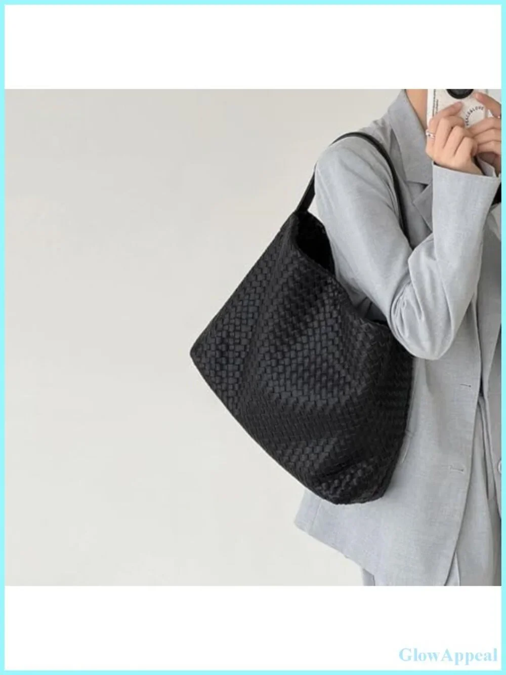 Vegan Leather Woven Hobo Tote Bag with Clutch Crossbody Shoulder Handbag